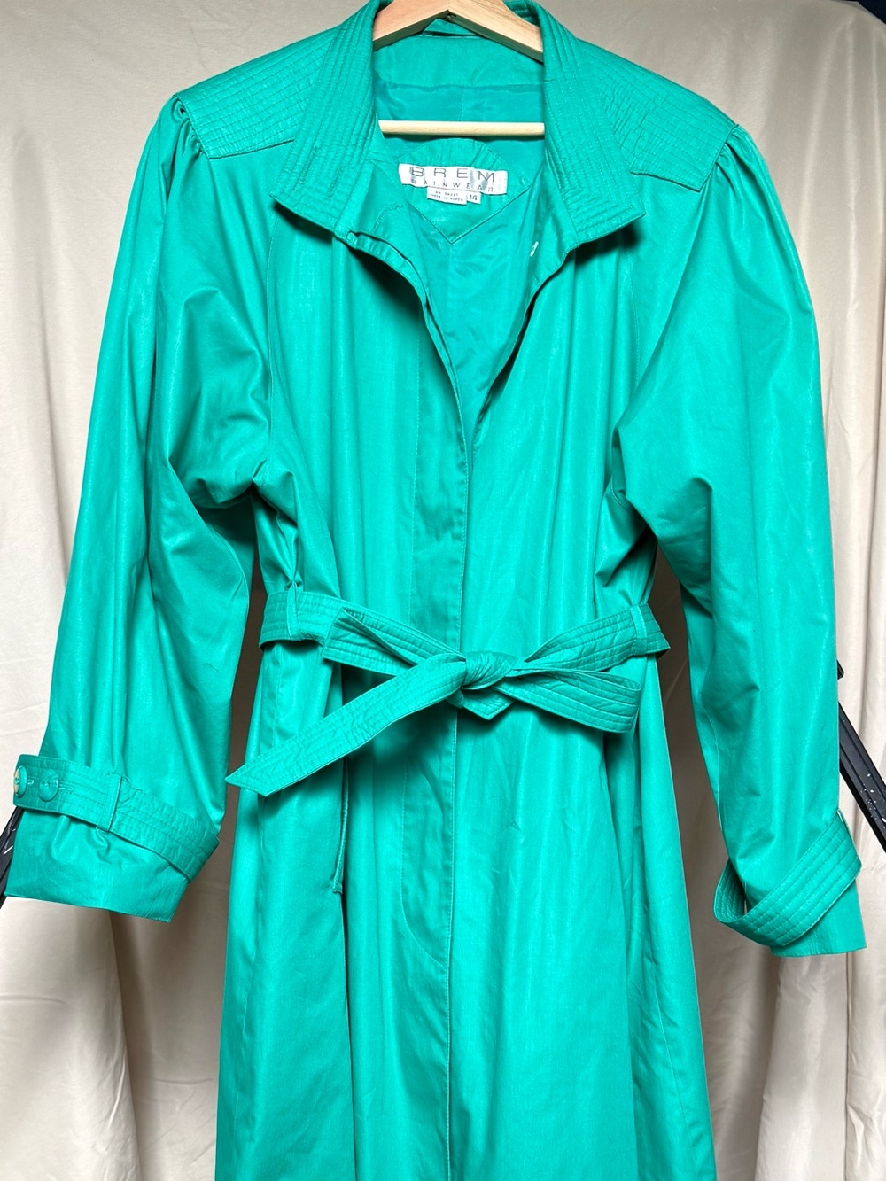 BREMNER Teal Belted Trench Coat